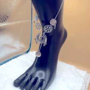 Antique Silver Bohemian Retro Hollow Droplet Ankle Bracelet